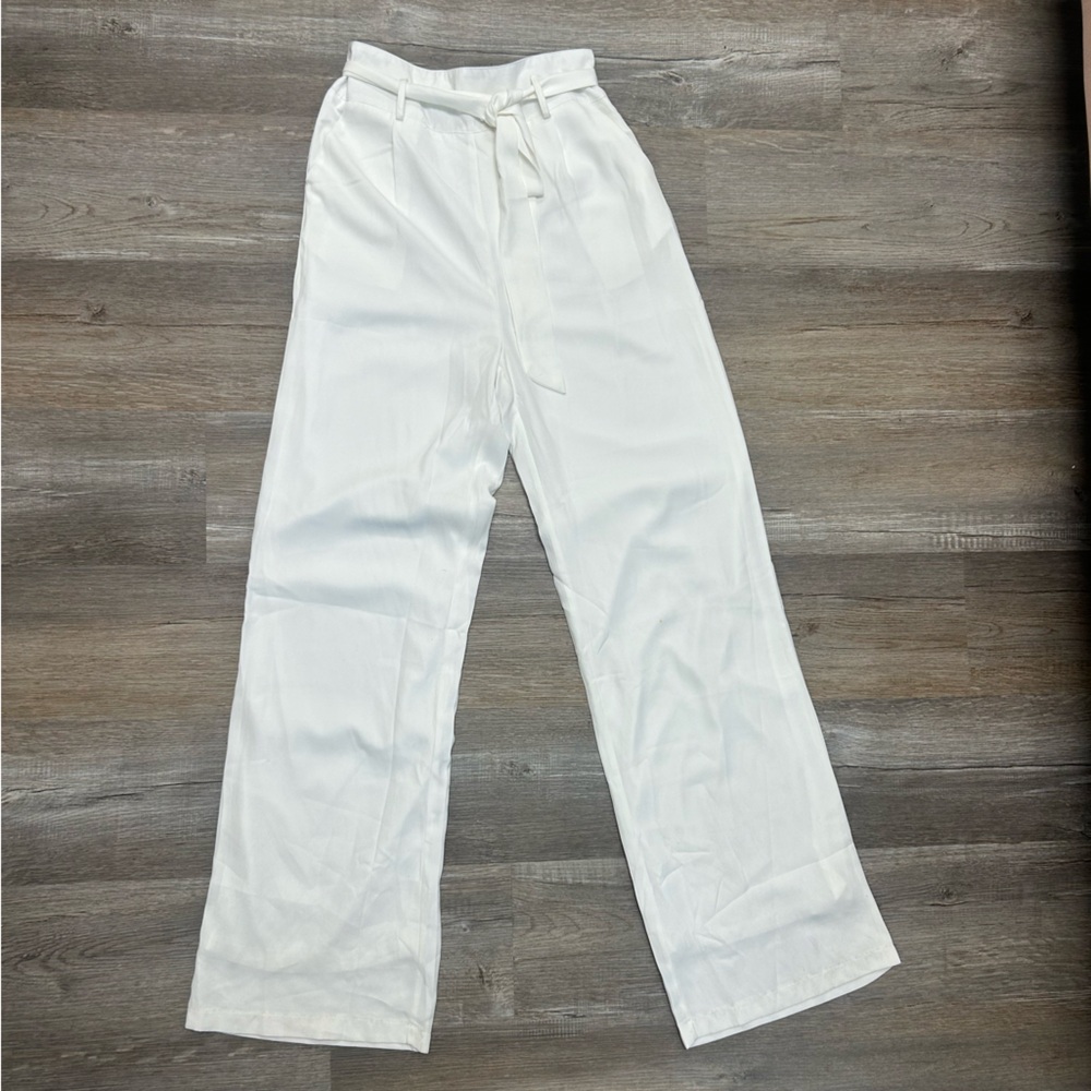 Elegant White High-Waisted Women's Pants